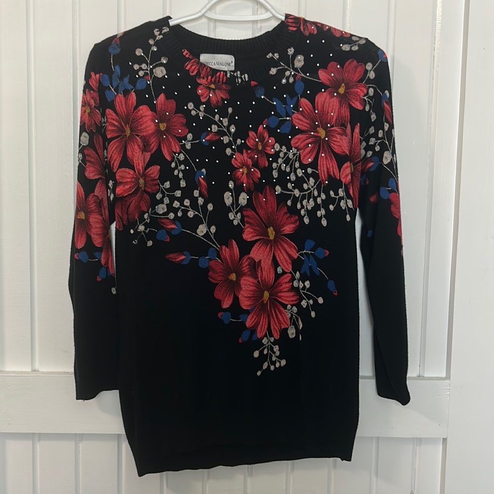 Black Floral Sweater